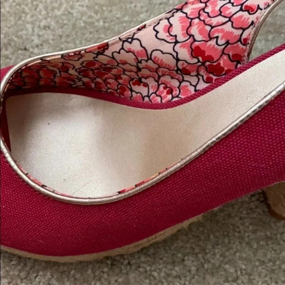 Tahari Pink Canvas Straw Heel Open Toe Shoe 6.5 - Picture 7 of 8